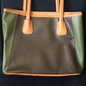 Faux Leather color block handbag